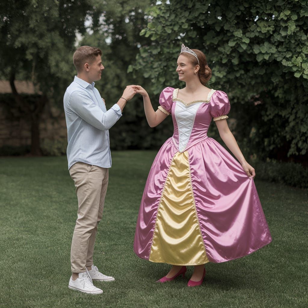 Young Man in Princess Dress Courting Girlfriend
