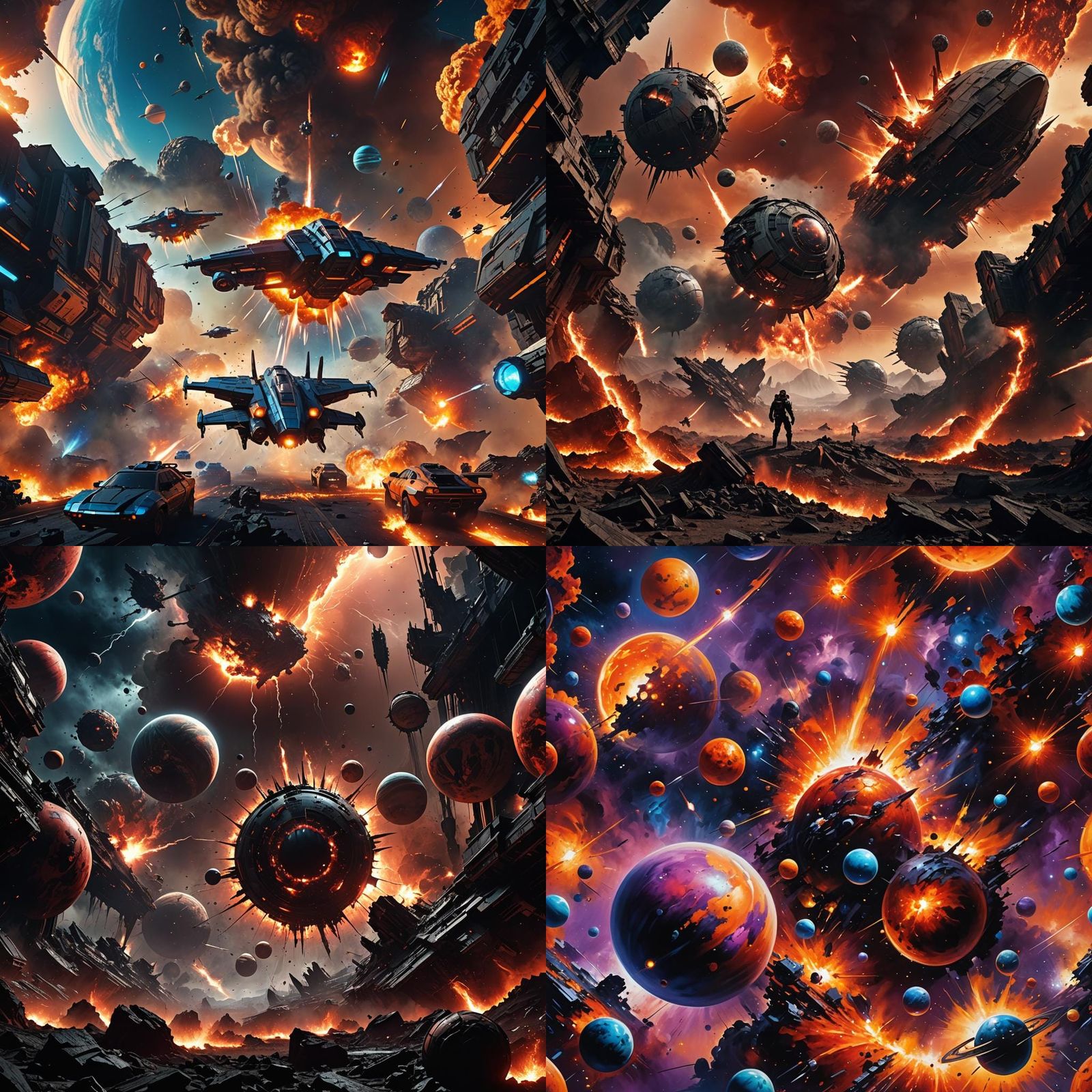 Futuristic War: Planets Falling in Cinematic Style