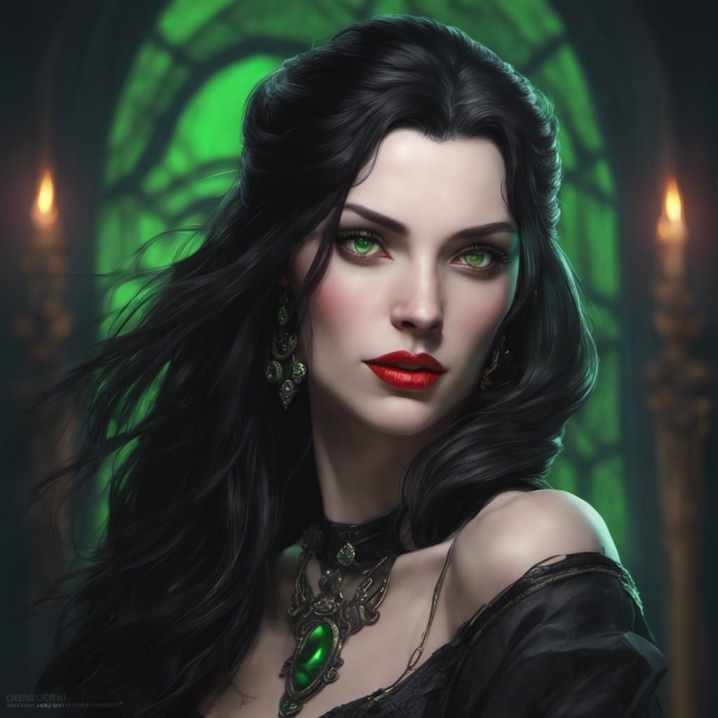 Gothic Woman with Spiral Horns, Digital Portrait