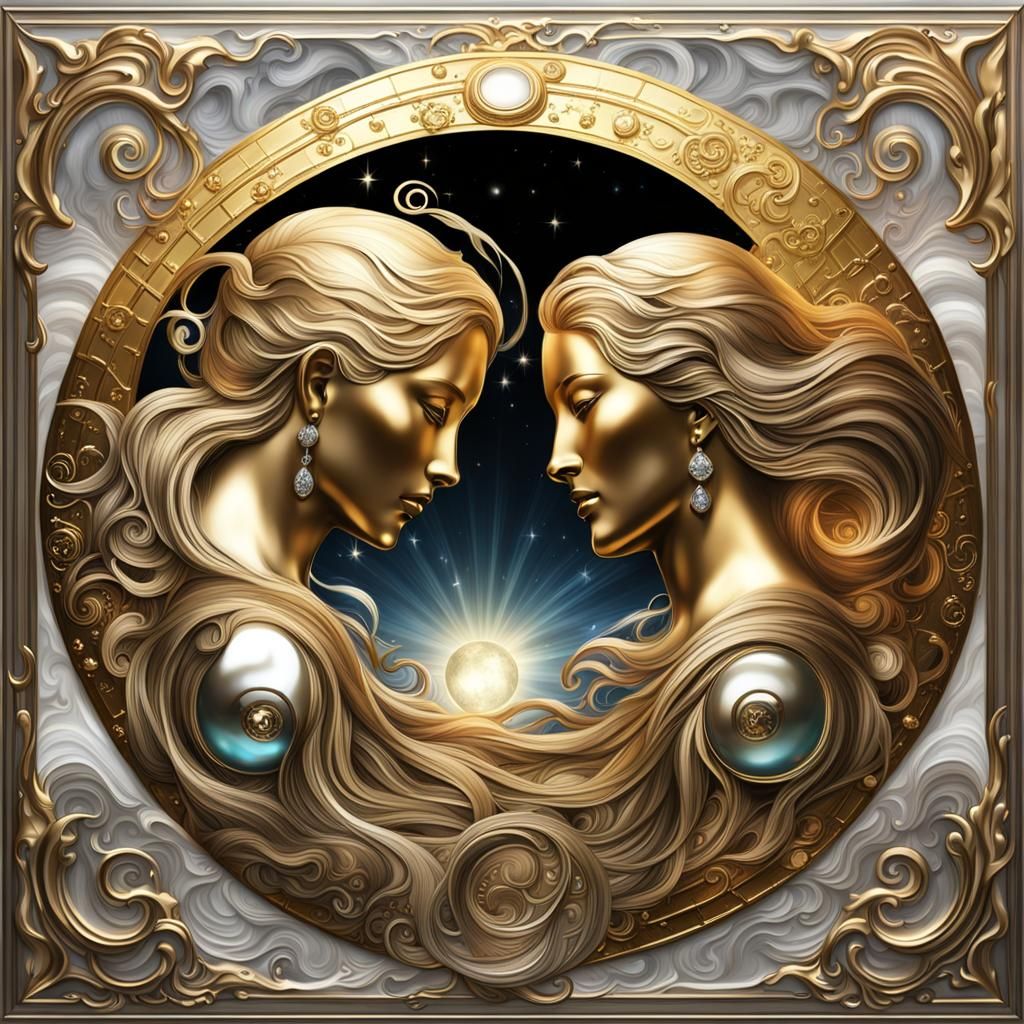 Gemini Goddesses in Iridescent Fantasy Art