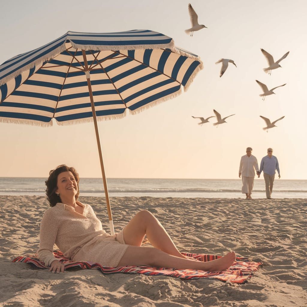 Vibrant Beach Scene in Ocean City 1960s Style