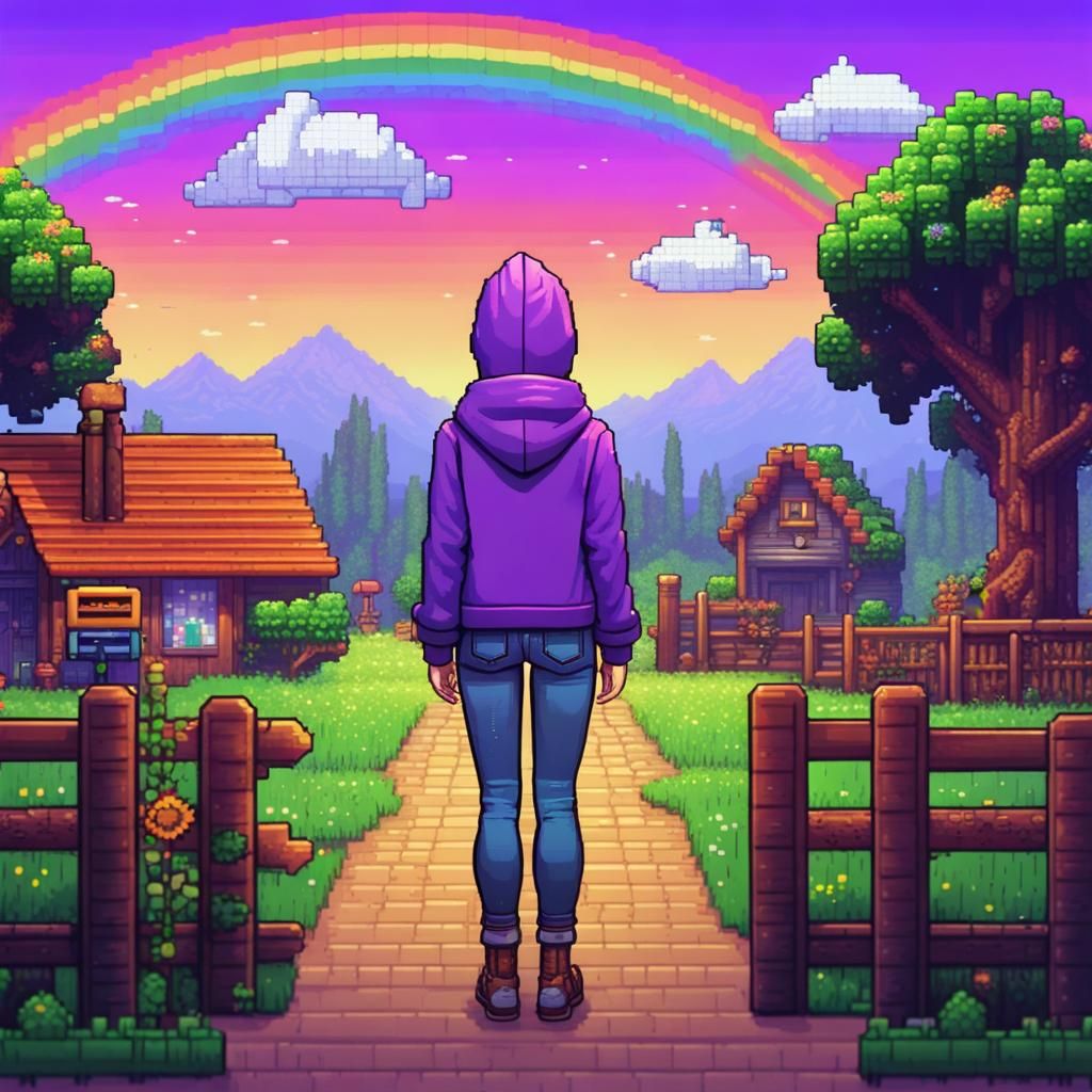8-bit Girl with Hoodie in Stardew Valley Style