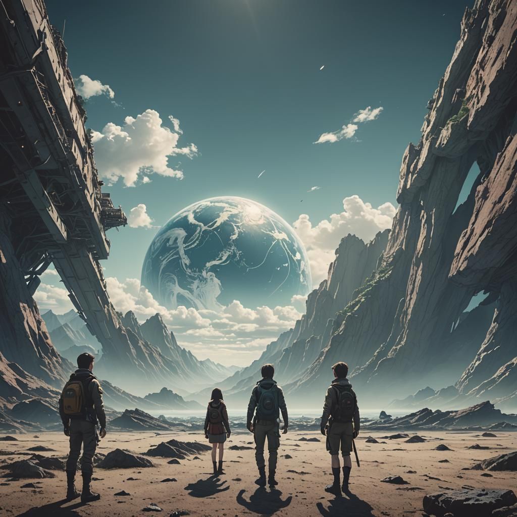 Dramatic Flat Earth in Anime Style