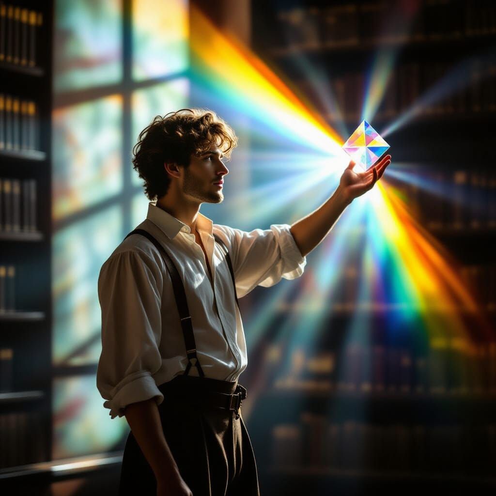 Renaissance Man Creates Rainbow with Prism