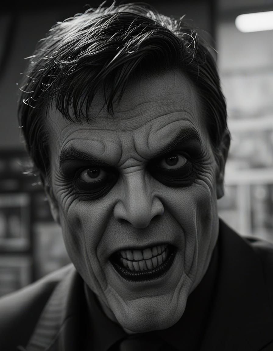 Satan in Dark Business Suit Exudes Pure Evil in Cinematic Ho...