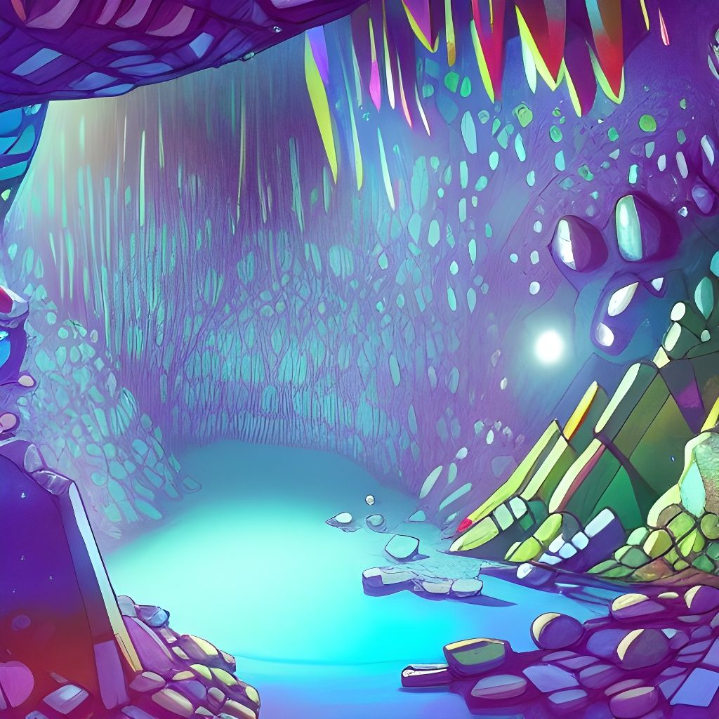 Glitzy Crystal Cave Adventure, Ghibli Style