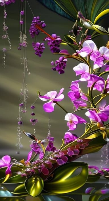 Orchid-Covered House in Hyperrealistic Digital Painting