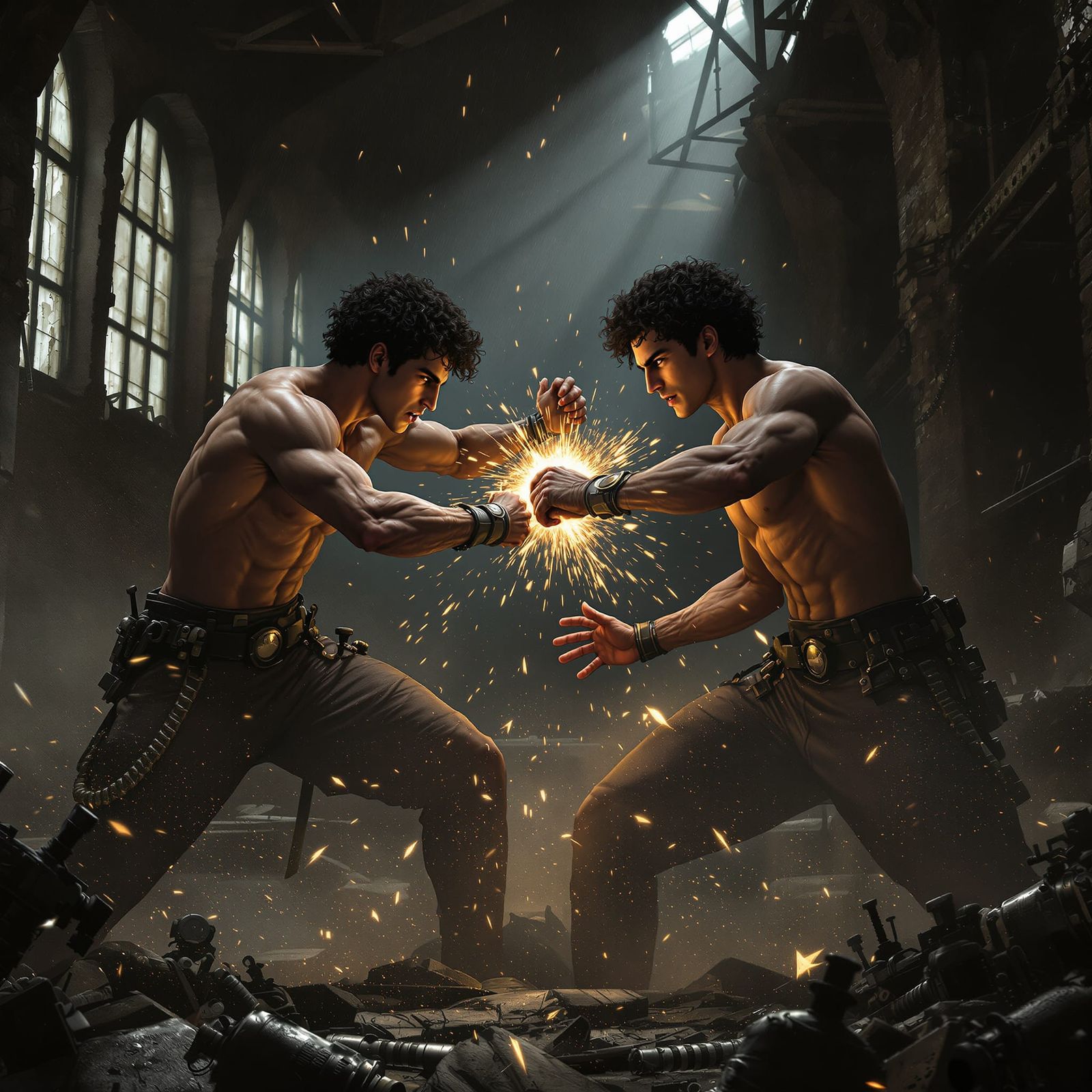 Italian Twins in Fierce Combat in Industrial Warehouse