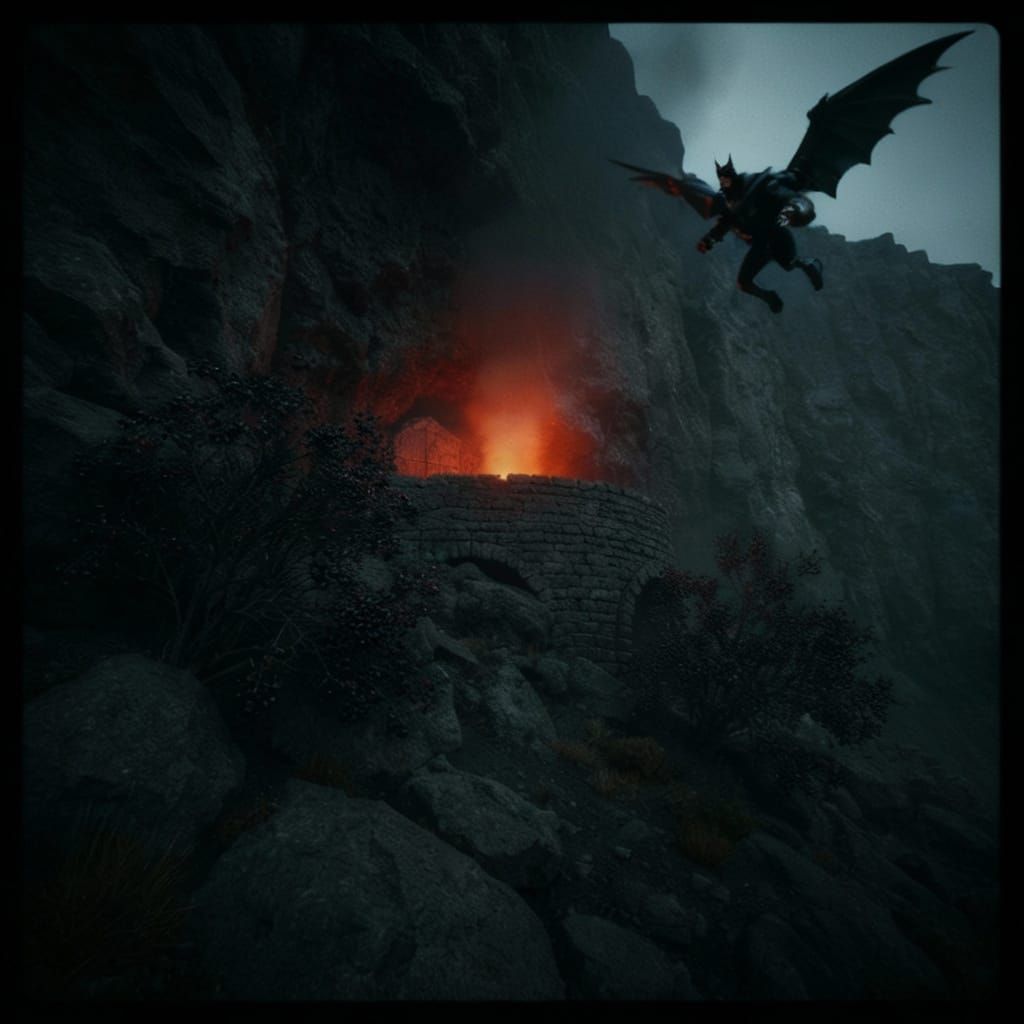 Dark Villain Hideout in Volcanic Cliff