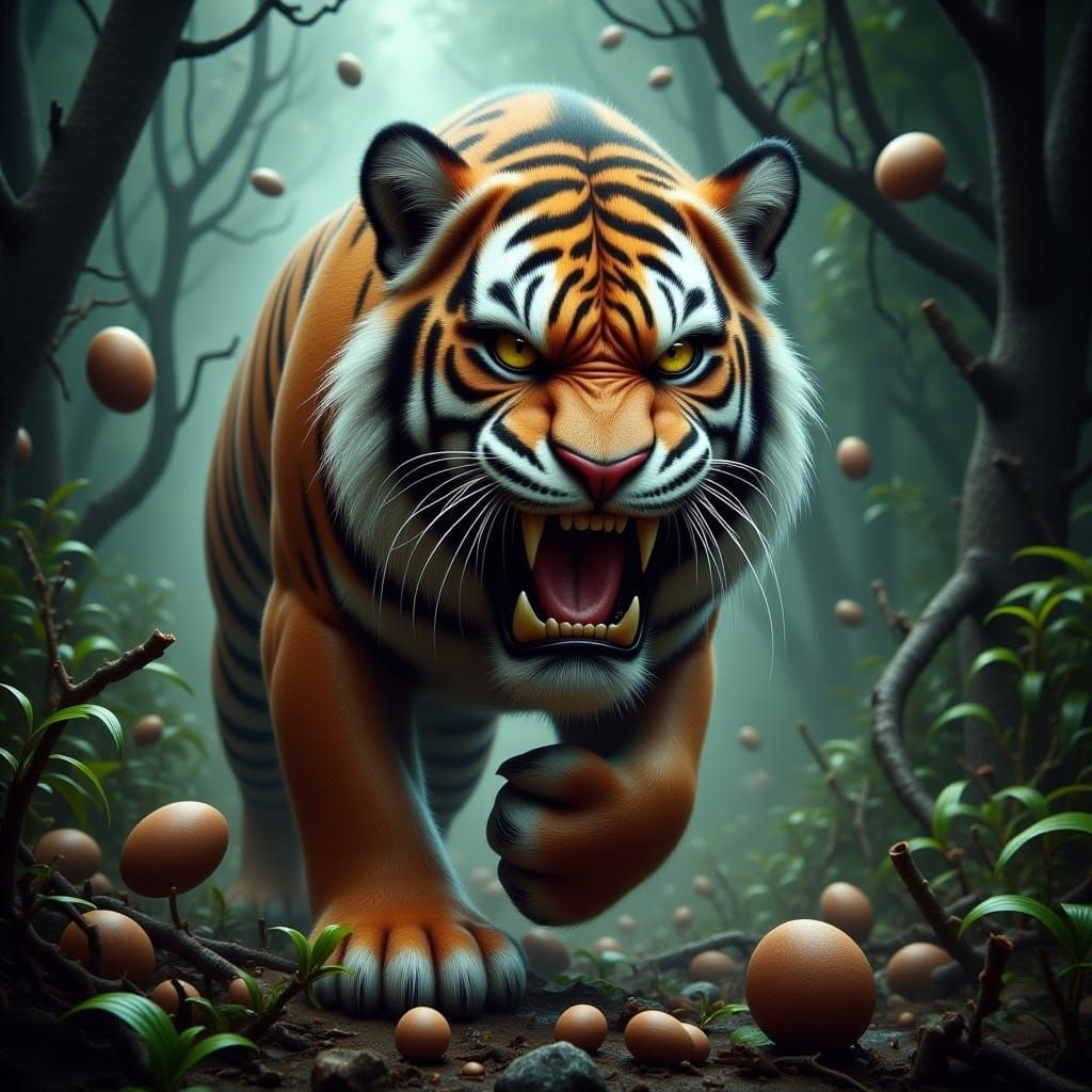 Tiger in Jungle, Vivid Digital Art