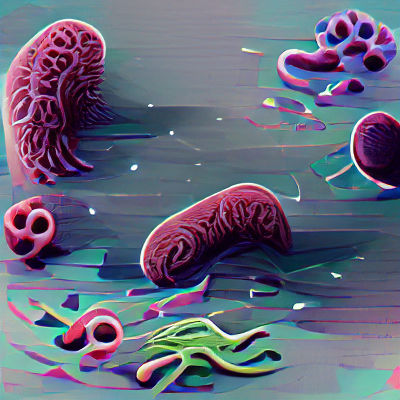 Colorful Microbes Under Microscope