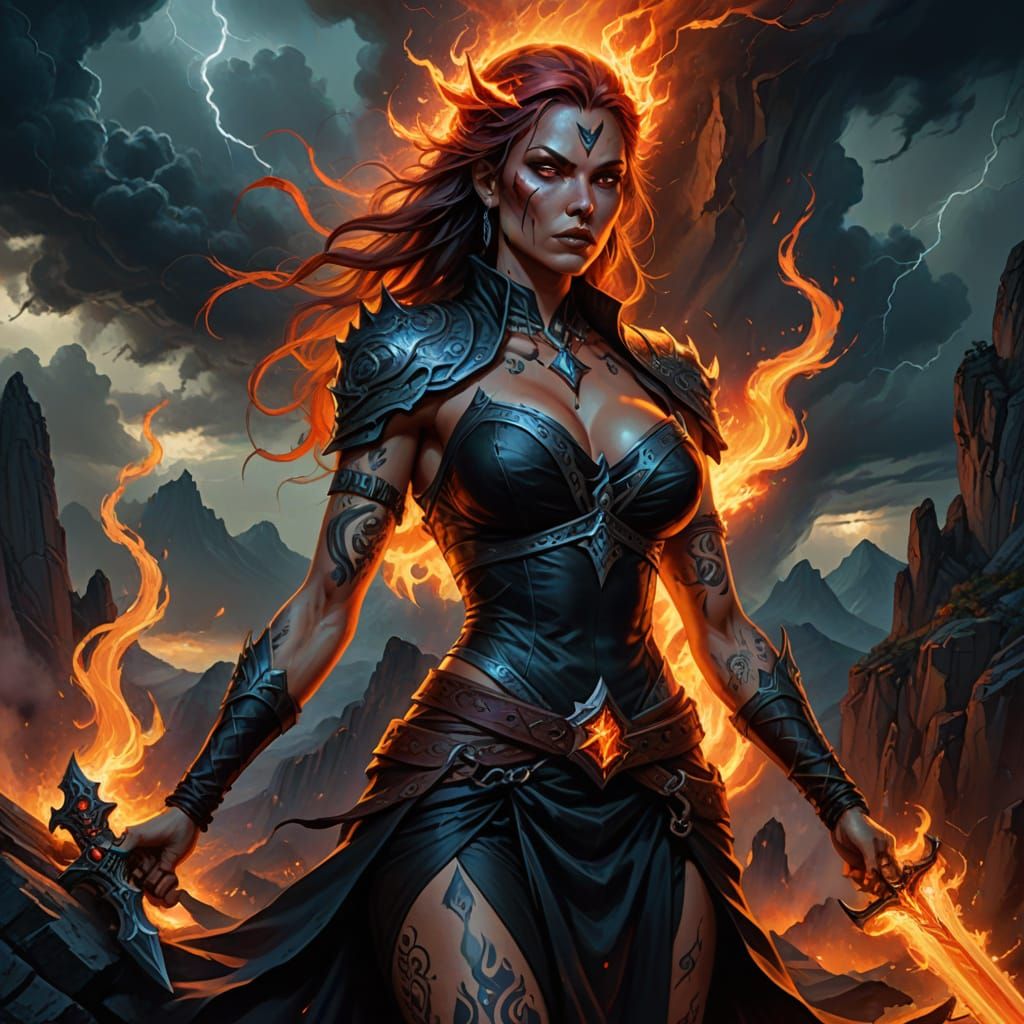 Mystical Sorceress Dominates Dark Fantasy Landscape