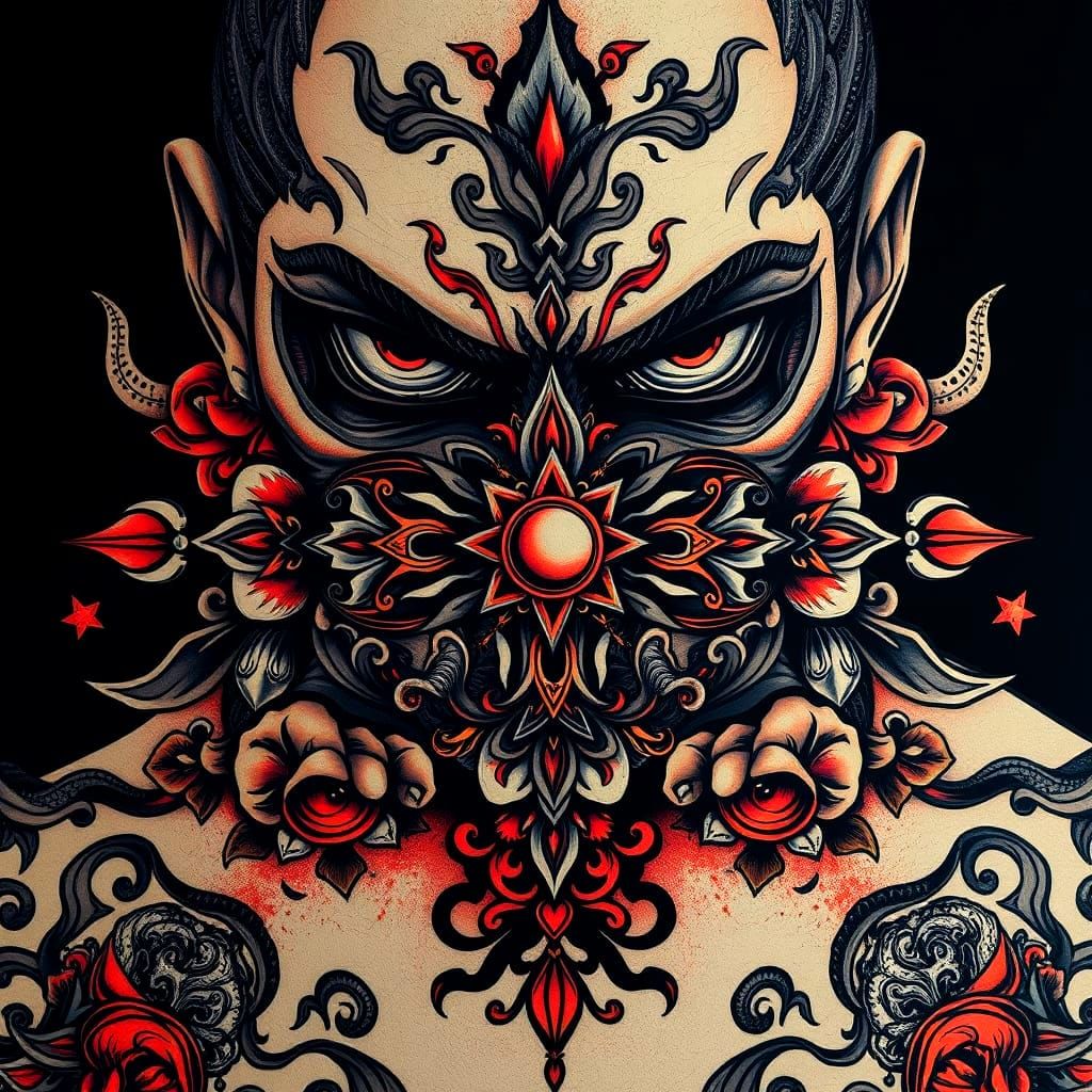 Ornate Tattoo Sheet in Irezumi Japanese Style