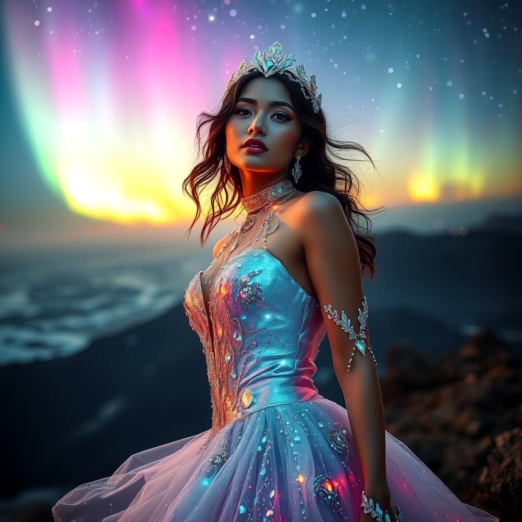 Hyperrealistic Woman: Diamonds in the Sky