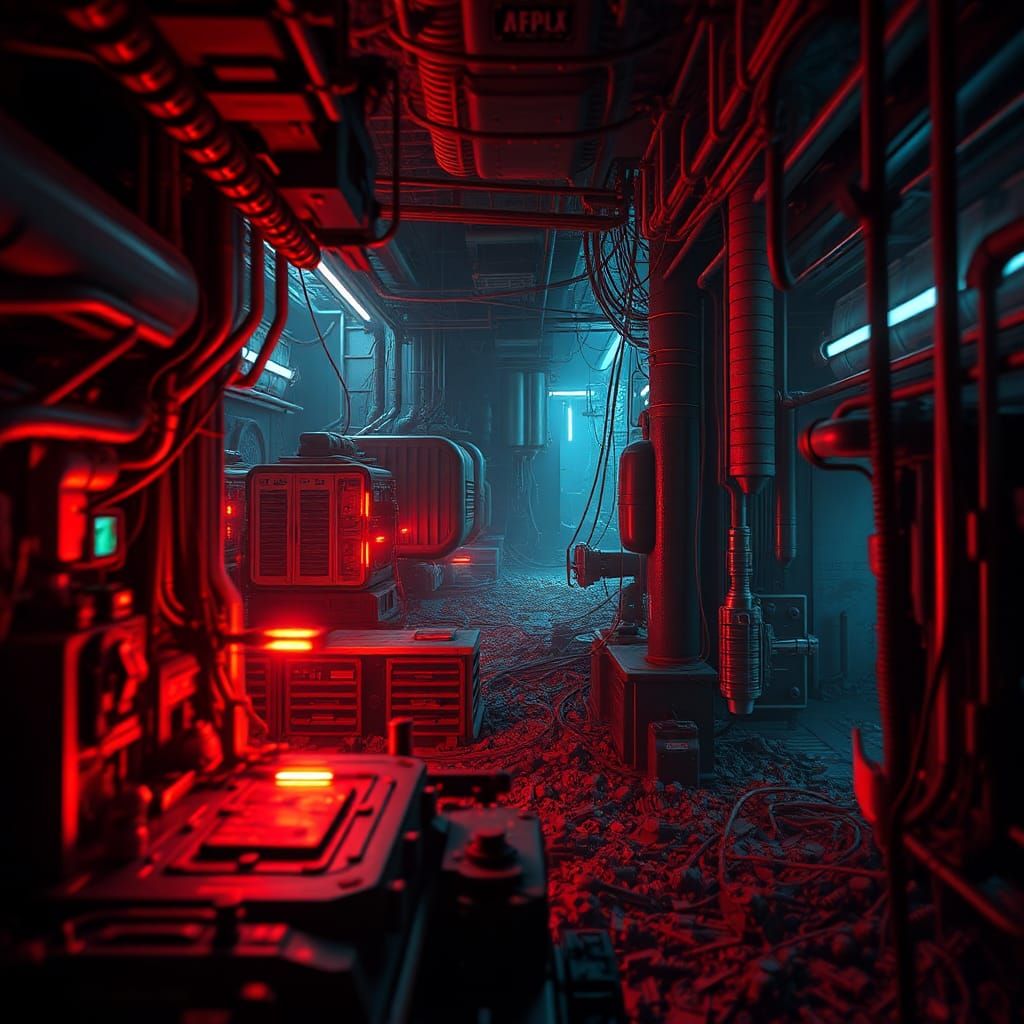 Dystopian Sci-Fi Scene in Retro-Futuristic Style