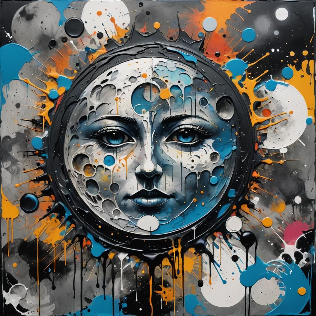 Colorful Graffiti Art Under Pale Moonlight