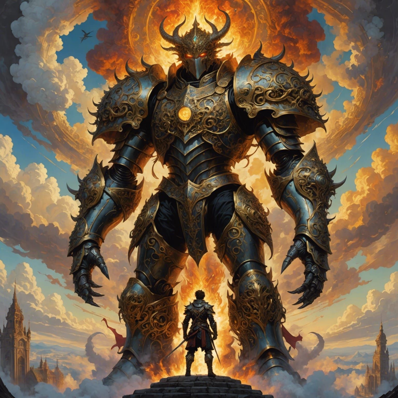 Anime Art: Man on Monster with Fractal Armor