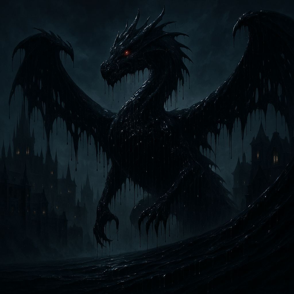 Ink Dragon Rises Over Dark Kingdom in 8k
