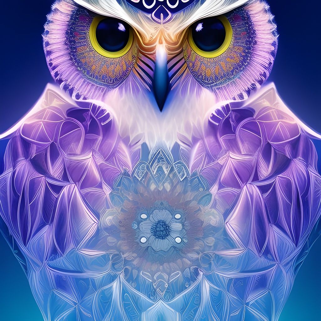 Symmetrical Owl Product Render in Vivid Colors