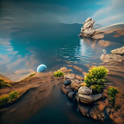 Alien Lake Scenery: 8K Digital Painting