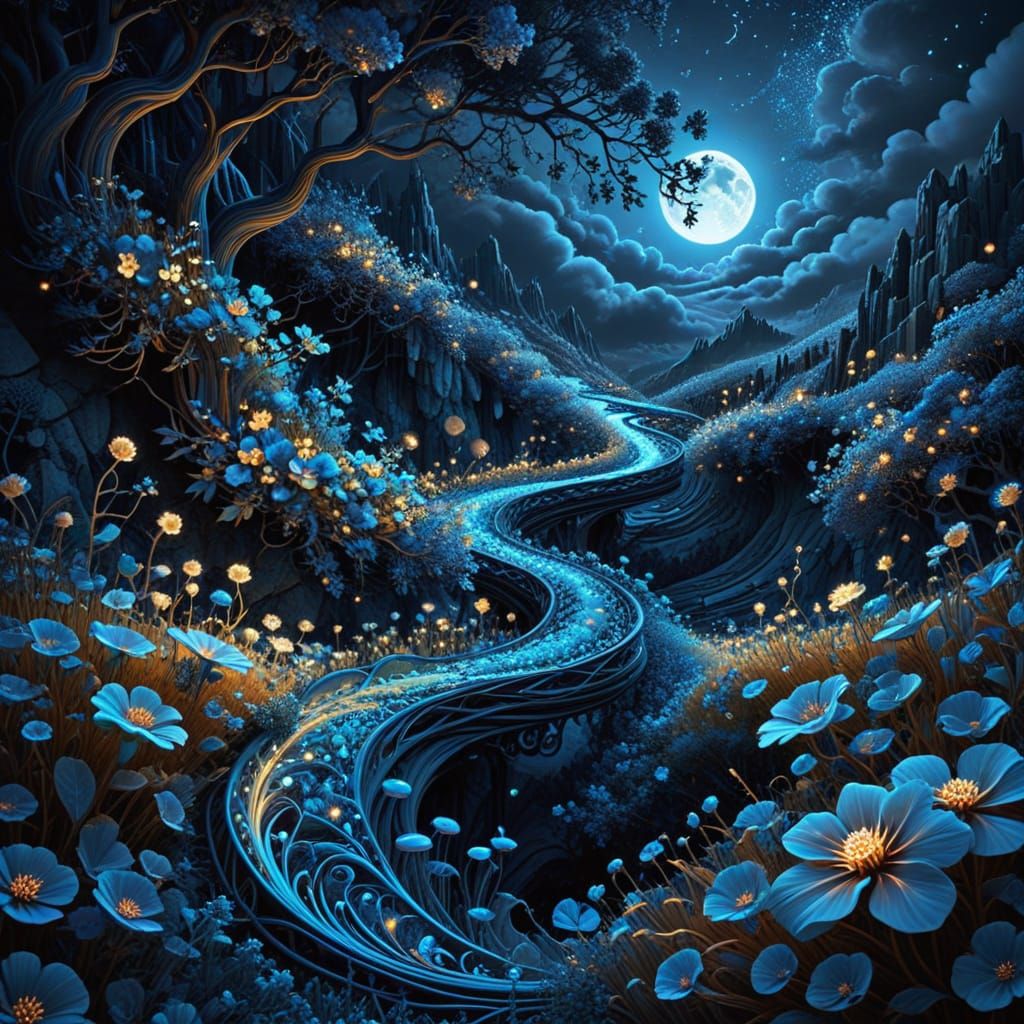 Ethereal Dreamscape Under Full Moon