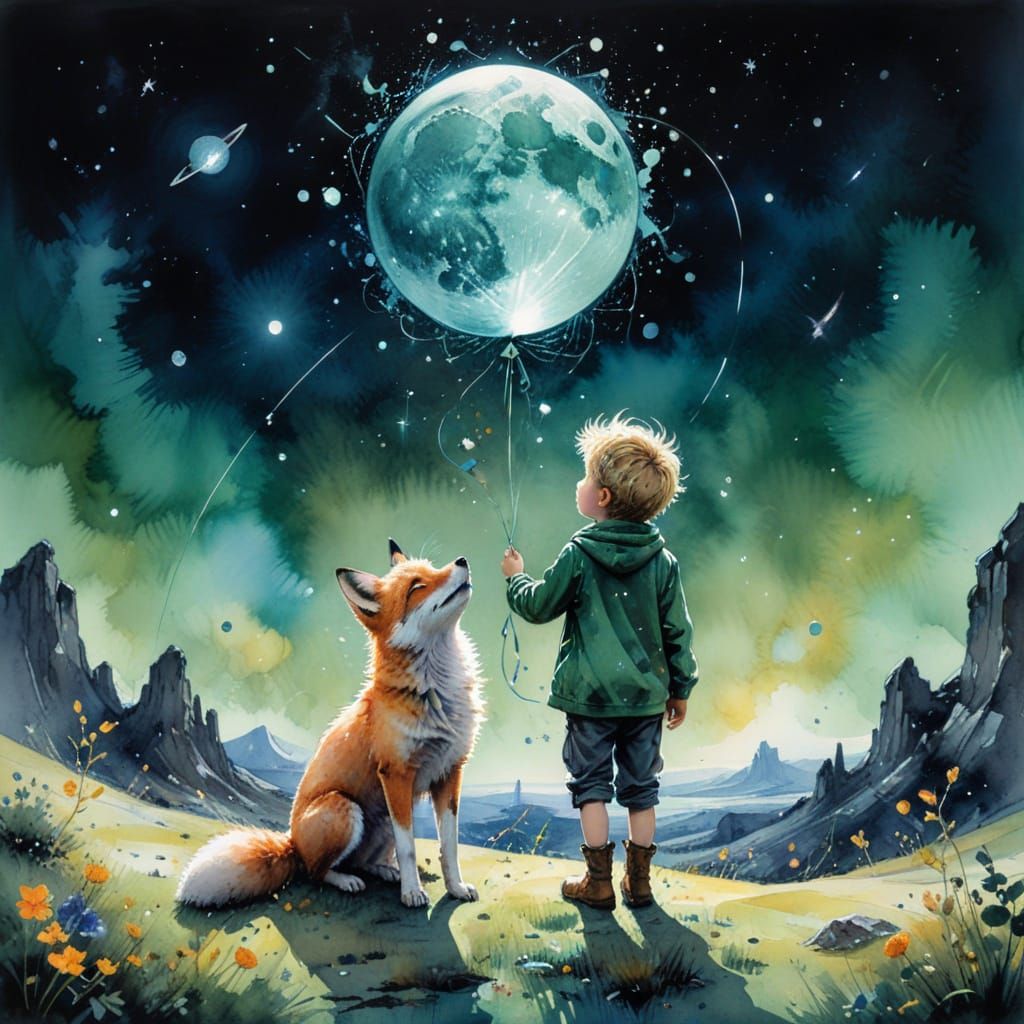 Little Prince's Cosmic Moon Balloon Adventure