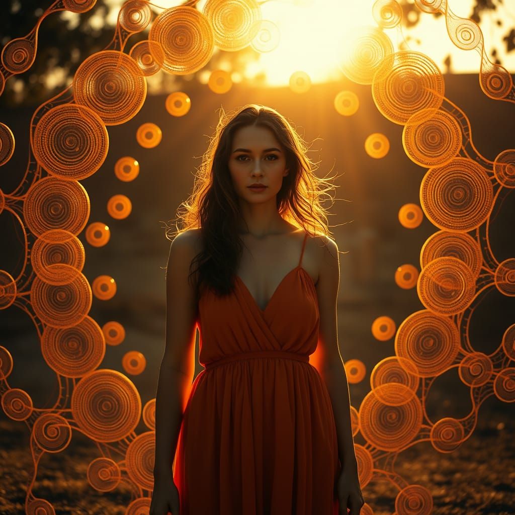 Surreal Landscape of Radiant Circles in Earthy Tones