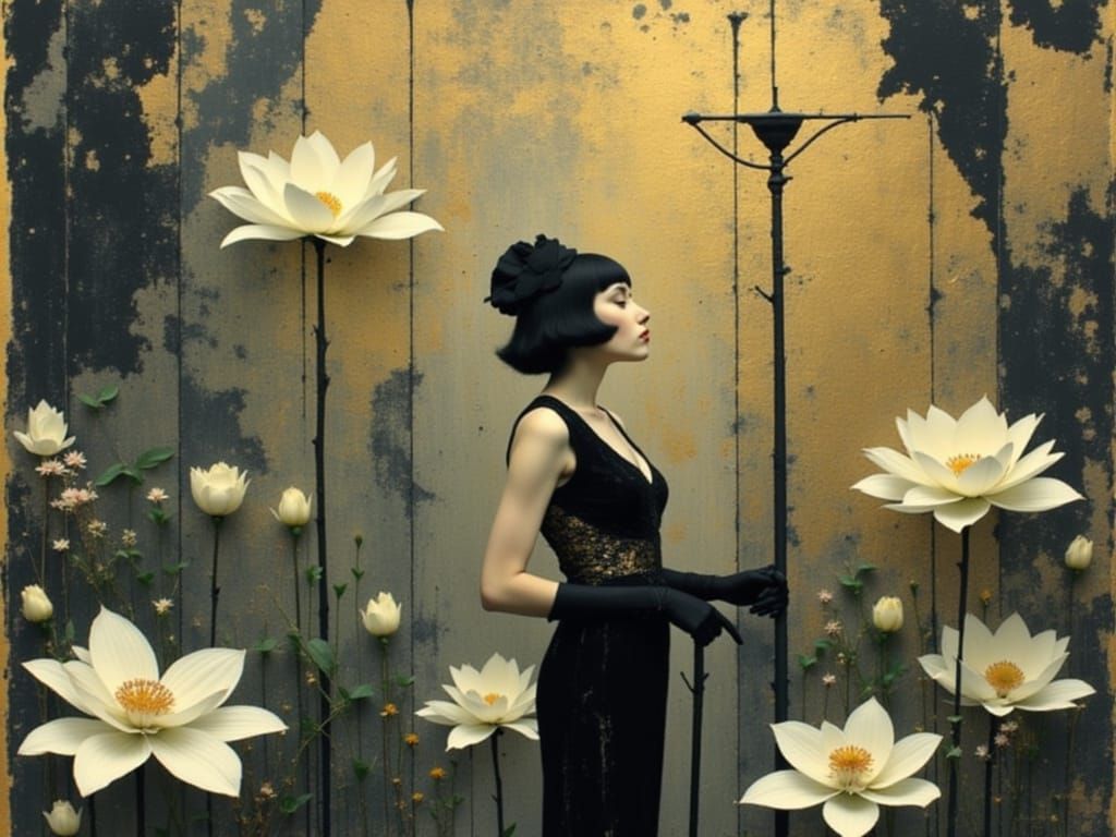 1940s Singer in Art Deco Style Digital Painting