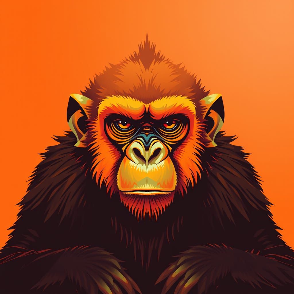 Vibrant Bauhaus Monkey in Triadic Colors