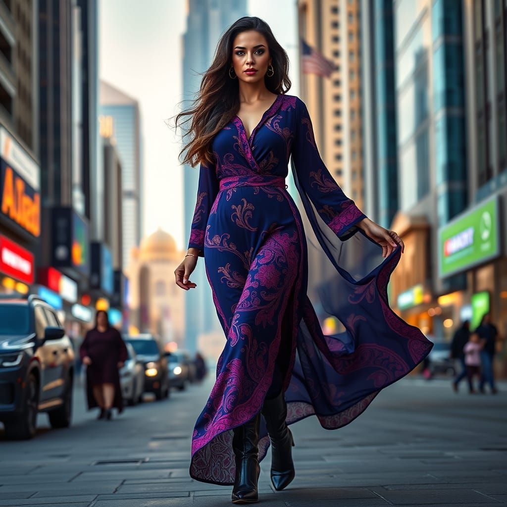Empowered Woman Dominates Dubai Cityscape in Photorealistic ...