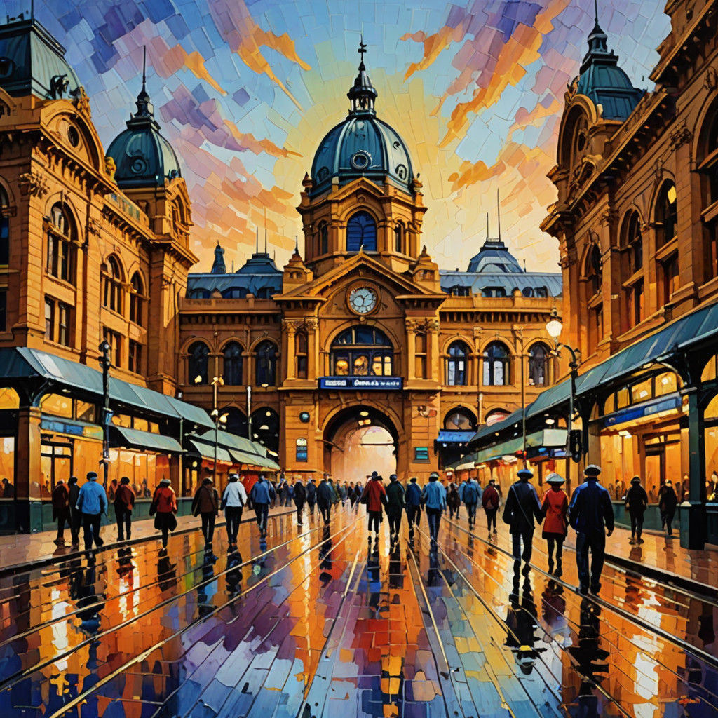 Melbourne's Flinders Street Station in Golden Hour