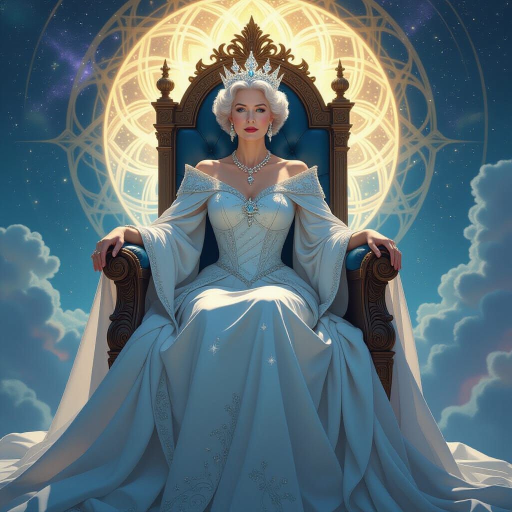Queen Elizabeth as Celestial Goddess in Art Nouveau Style
