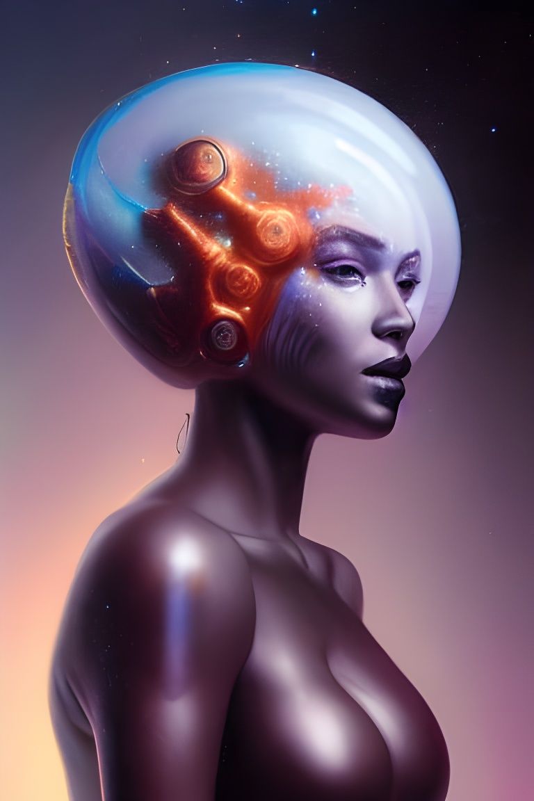 Mesmerizing Space Babe Portrait in Airbrush Style