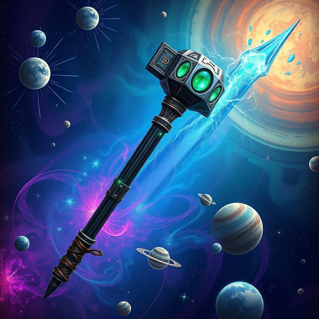 Ancient Hammer Floating in Psychedelic Outer Space