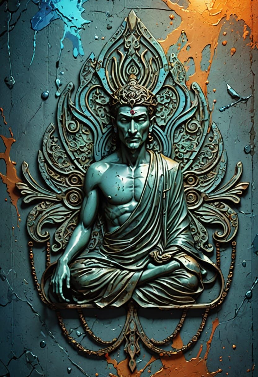 Cinematic Hyperrealistic Portrait in Vibrant Blues and Orang...