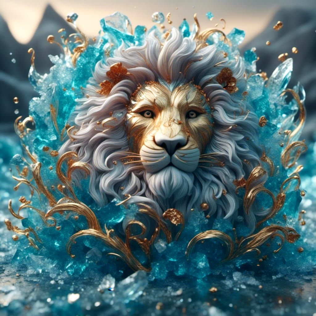 Detailed Lion Matte Painting in Fantasy Style
