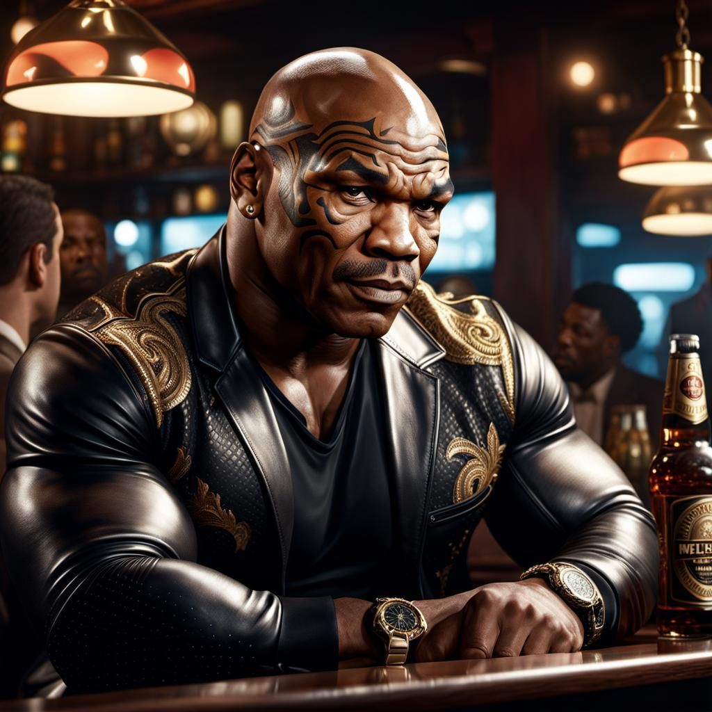 Mike Tyson sitting in a bar