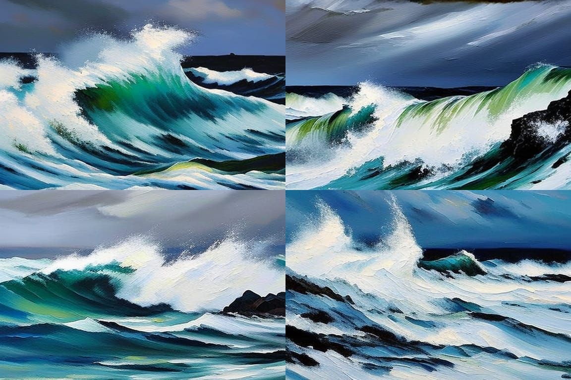 Turbulent Seascape: Impressionistic Storm at Sea