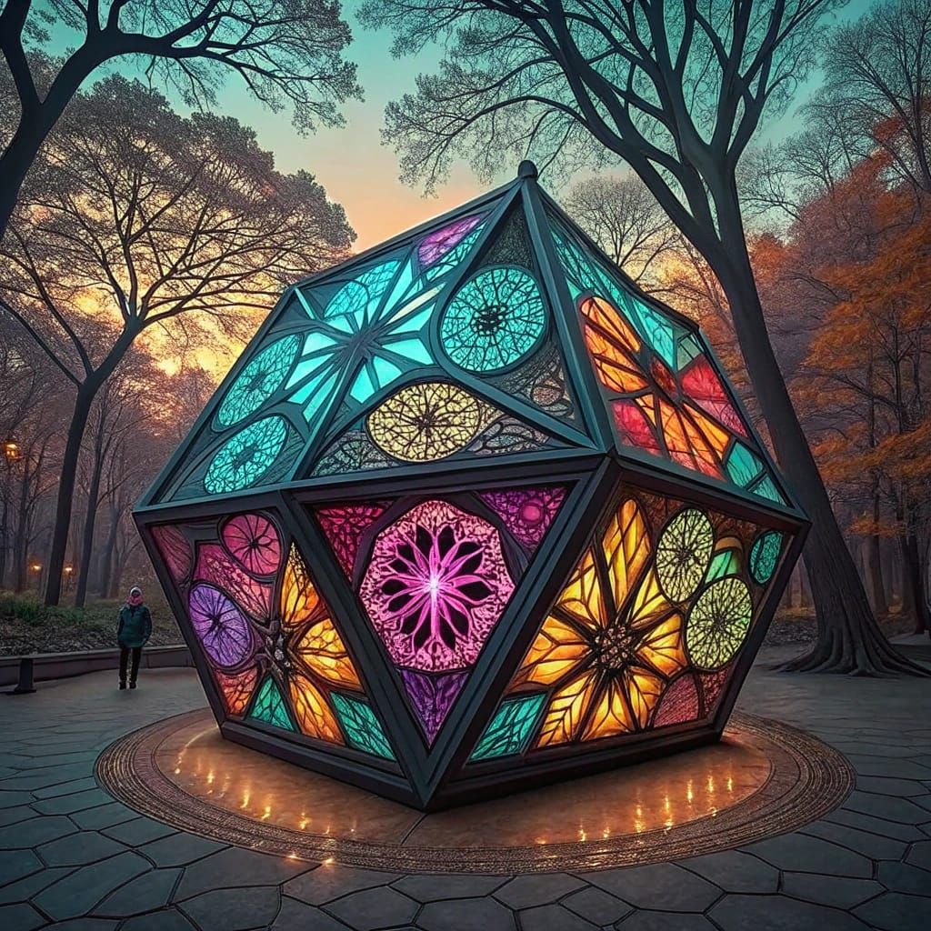 Vibrant Luminescent Kaleidoscope Patterns with Shimmering Ef...