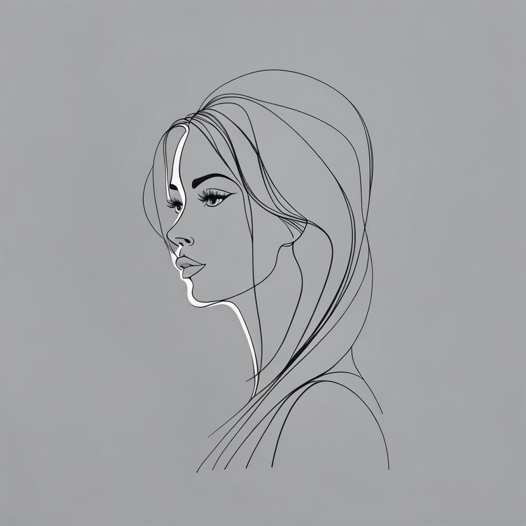 Minimalist Silhouette: Single Line Art Woman Portrait