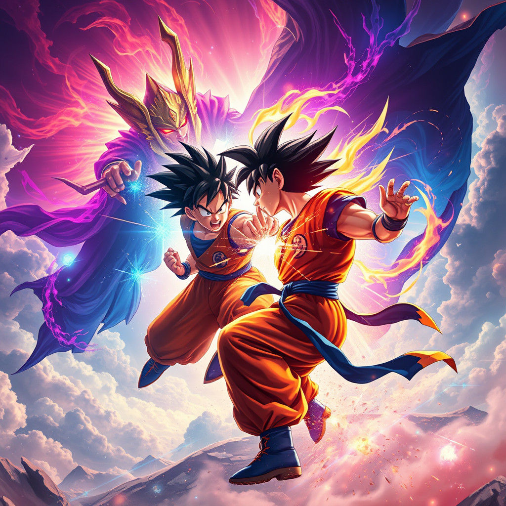 Goku and Omni King Clash: A Digital Painting