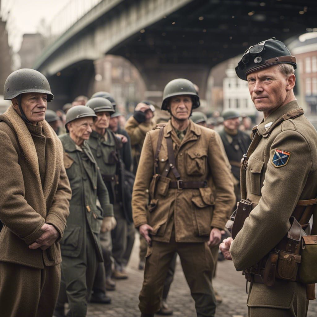 WWII German Soldiers Surrender at Arnhem Bridge