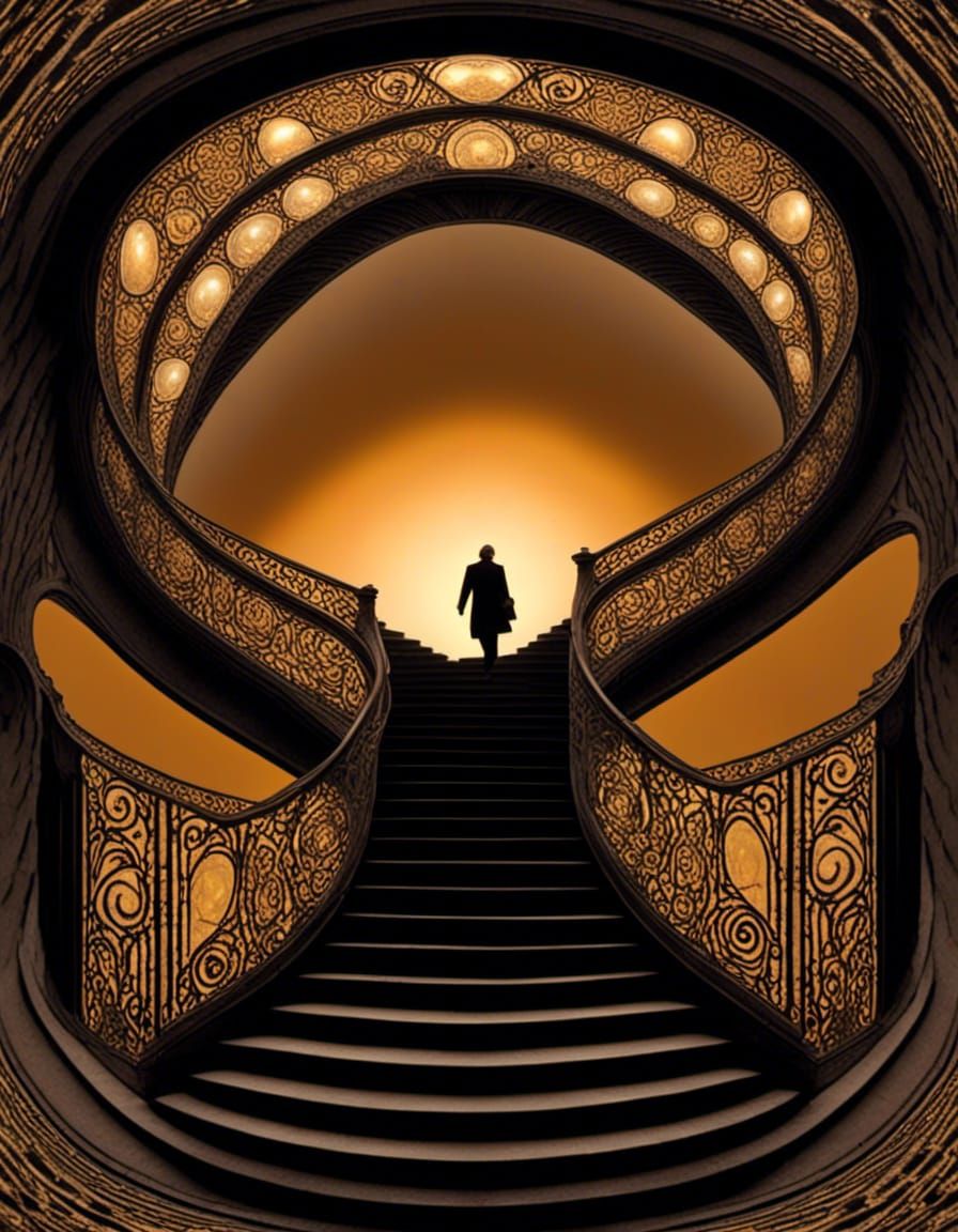 Golden Shimmer: A Disorienting Celestial Stairway