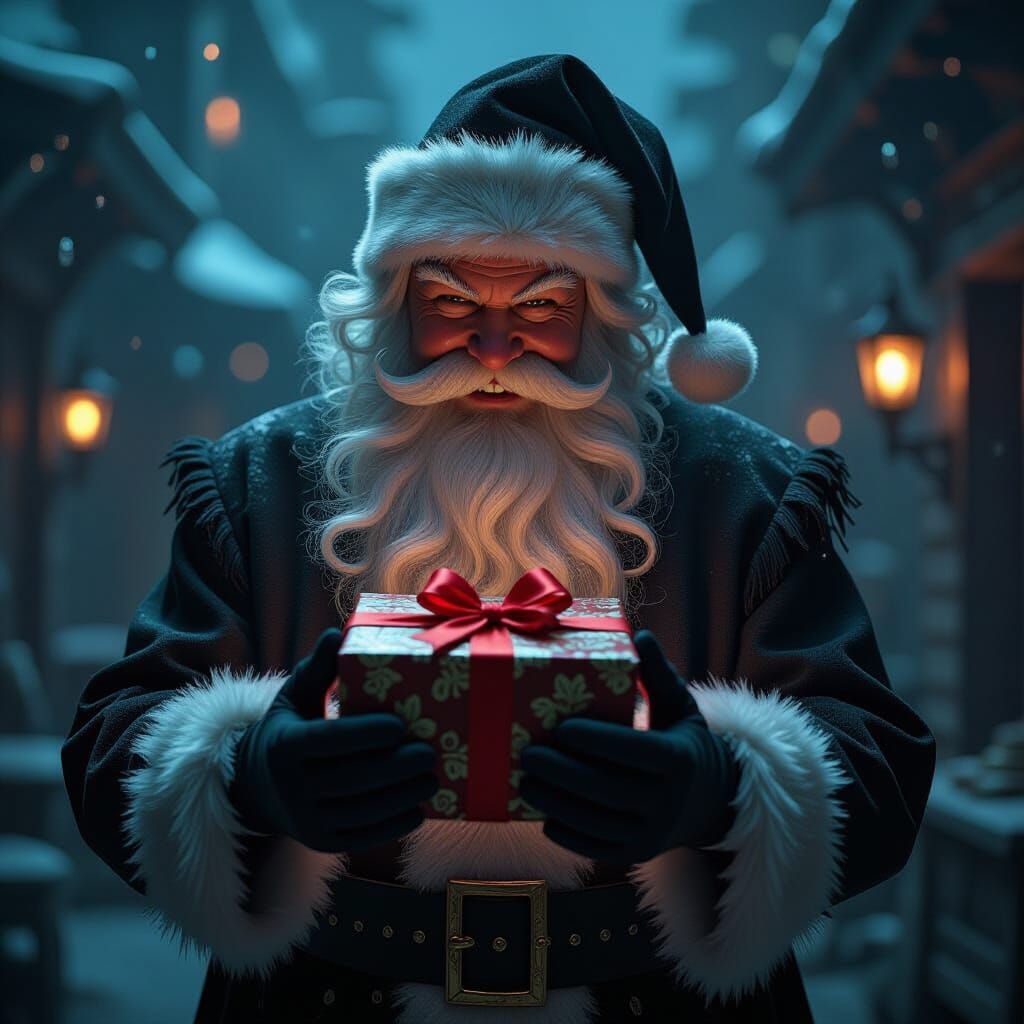 Dark Santa Claus Presenting a Sinister Gift