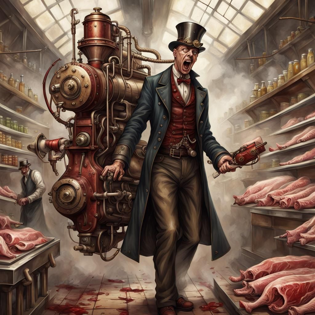 Steampunk Supermarket: A Man's Bloody Scream