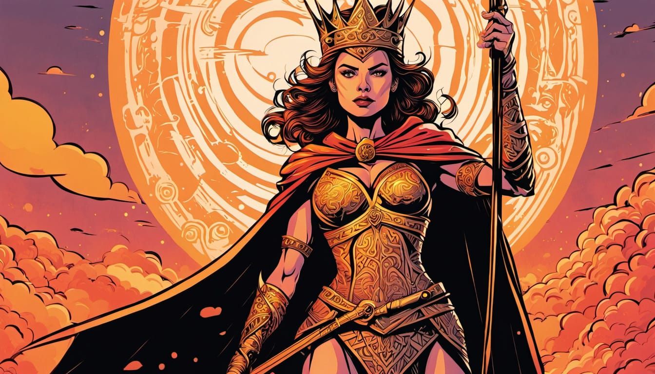 Fantasy Warrior Silhouette in Comic Book Art Style