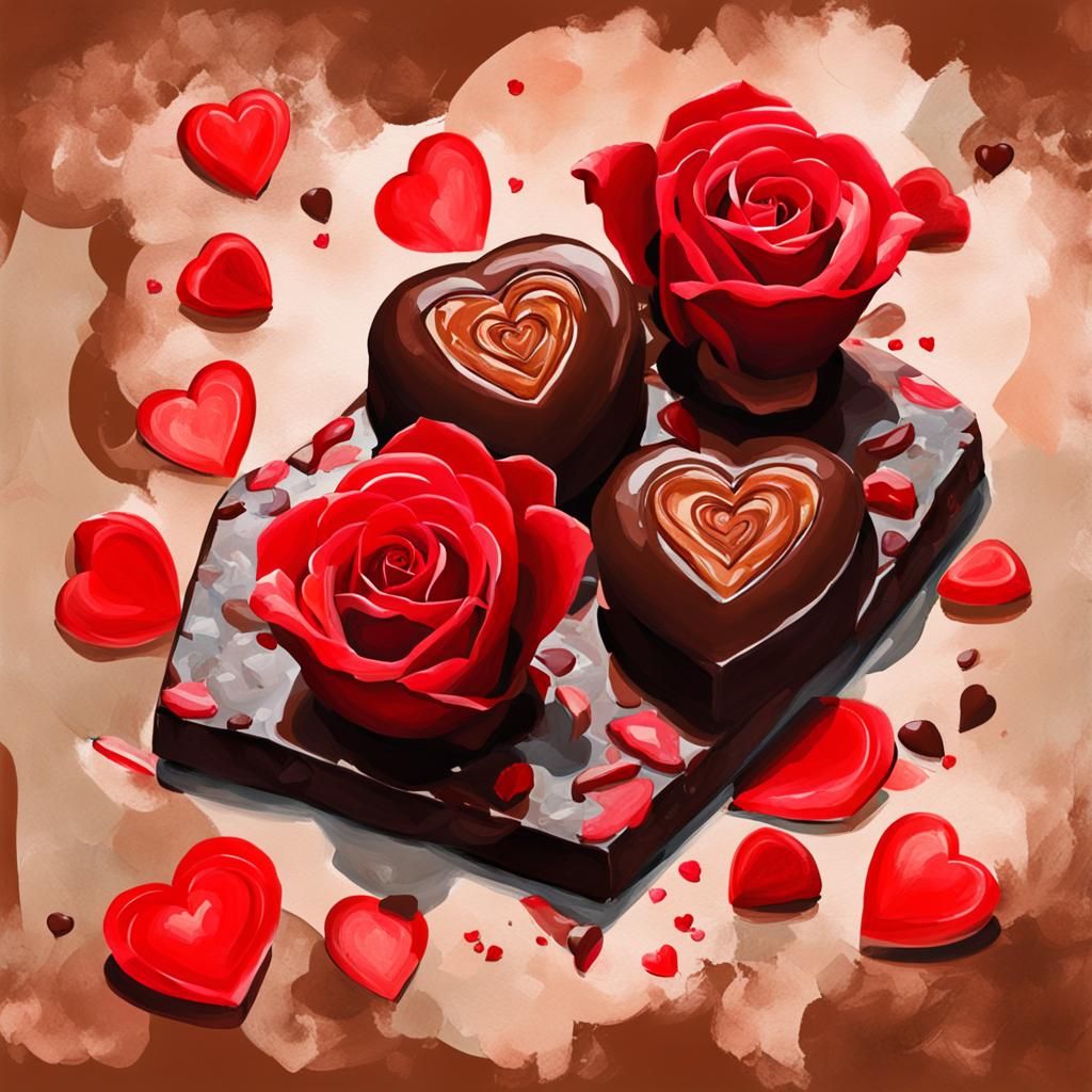 Double Exposure Painting: Roses and Chocolate