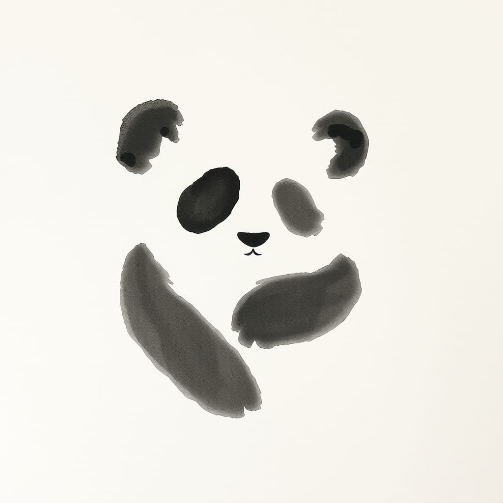 Gentle Panda in Sumi-e Ink Style
