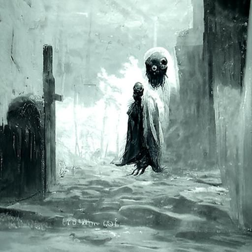 Creepy Ghostly Figure in Horror Illustration Style