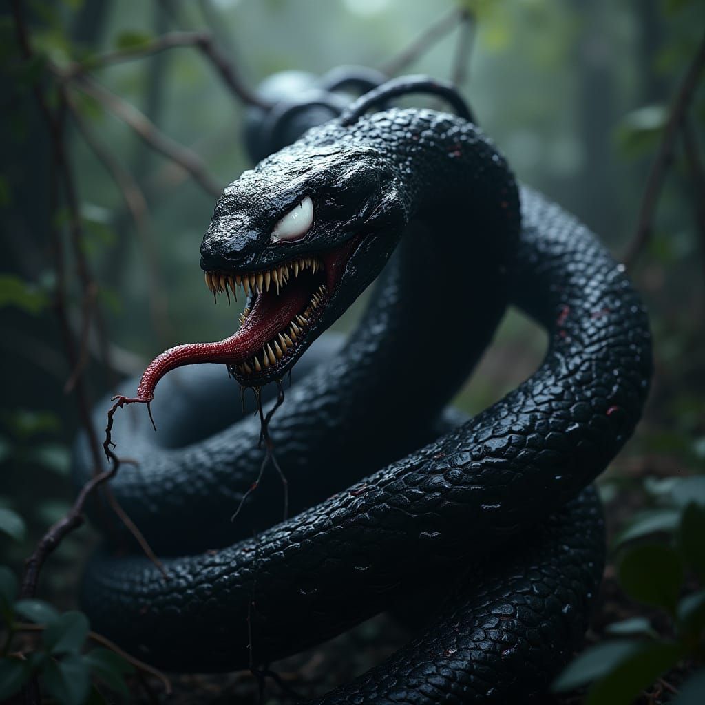 Symbiote Snake in Hyper-Realistic Horror